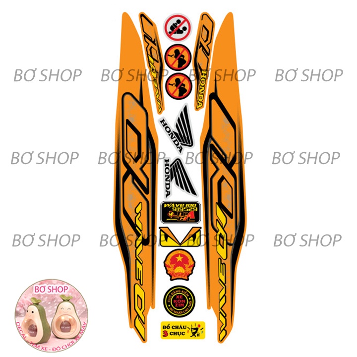 Tem rời WAVE ALPHA 100cc & 50cc   BƠ SHOP - Tem 3 lớp chống phai màu