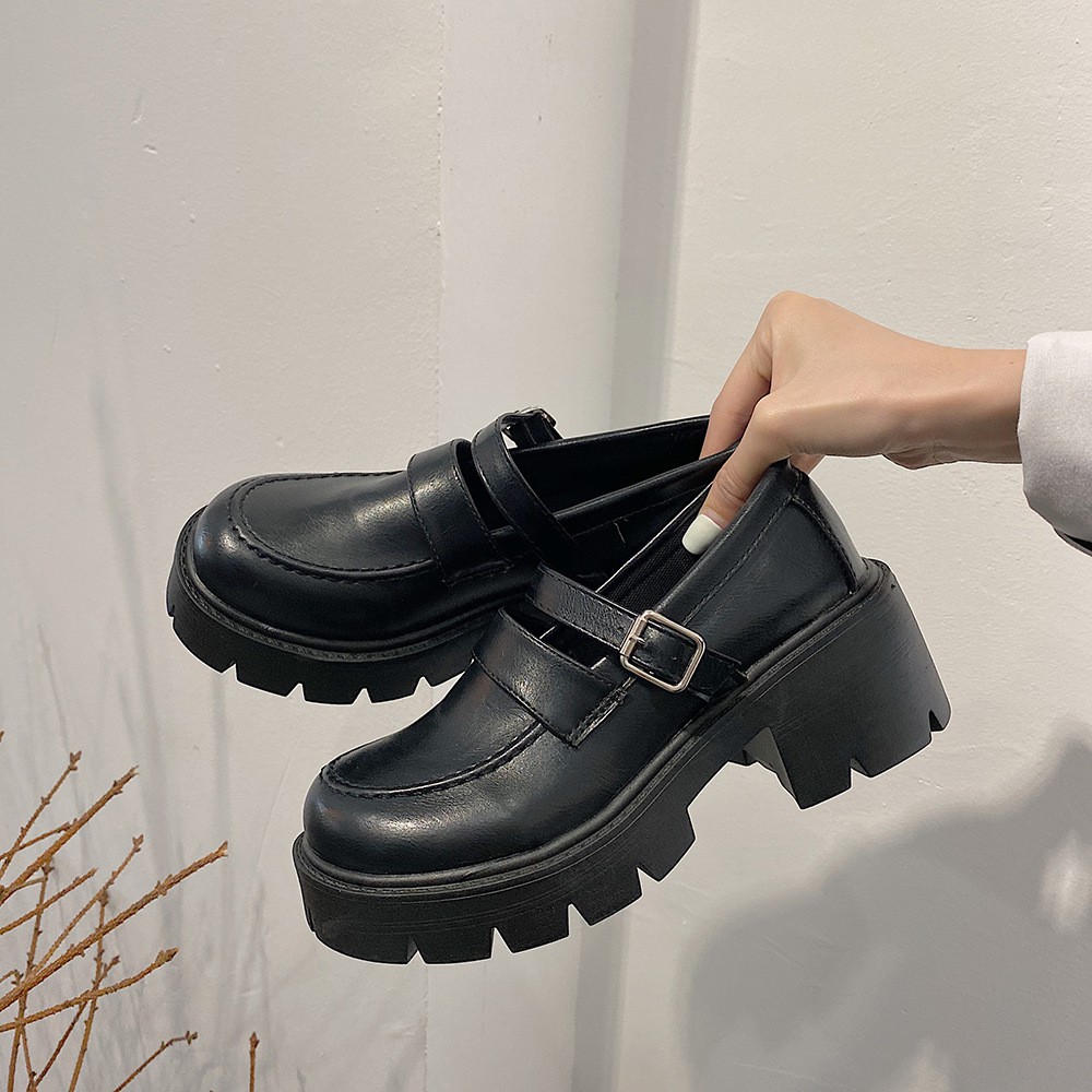 Giày Da Đế Dày Mũi Tròn Phong Cách Retro Nhật Bản | BigBuy360 - bigbuy360.vn