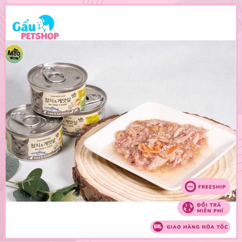 Pate MEOWOW tuna white cá ngừ trắng nguyên miếng cho mèo lon 80g