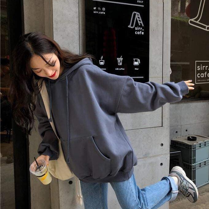 Áo hoodie nỉ xám lông chuột basic unisex