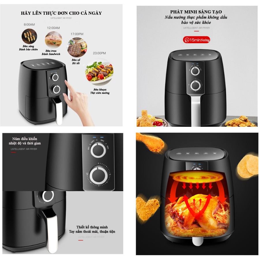 NỒI CHIÊN KHÔNG DẦU CAMEL 5L 1350W - KHÔNG MÙI, KHÔNG KHÓI, KHÔNG DẦU ĂN NGON KHÔNG LO SỢ BÉO