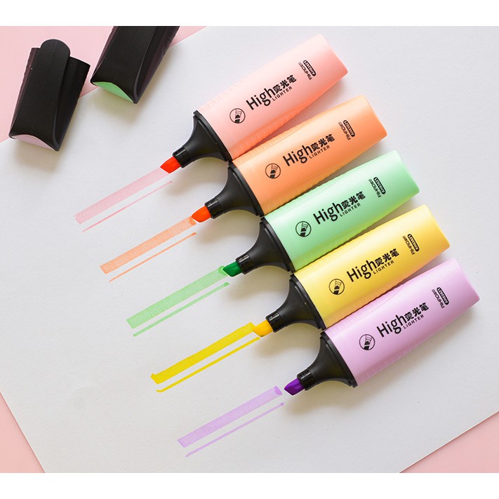 Bút highlight pastel đánh dấu nhiều màu chất lượng cao loại nắp đen BMBooks
