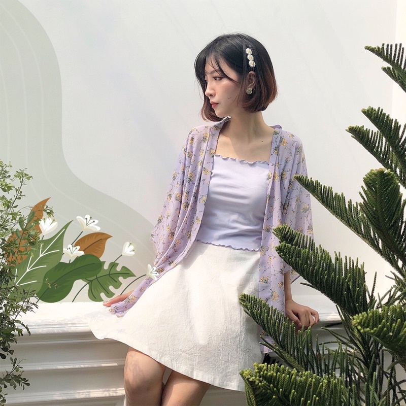 Kimono Tím Hoa Vàng Chùm [KN505] | BigBuy360 - bigbuy360.vn