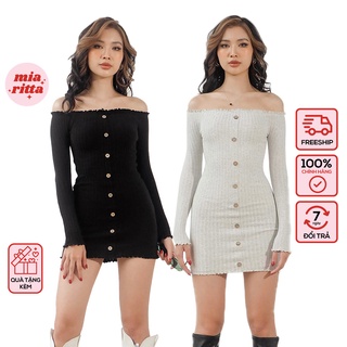 Váy Fashion Nova body len tăm trễ vai khuy trước Mia Ritta V1031