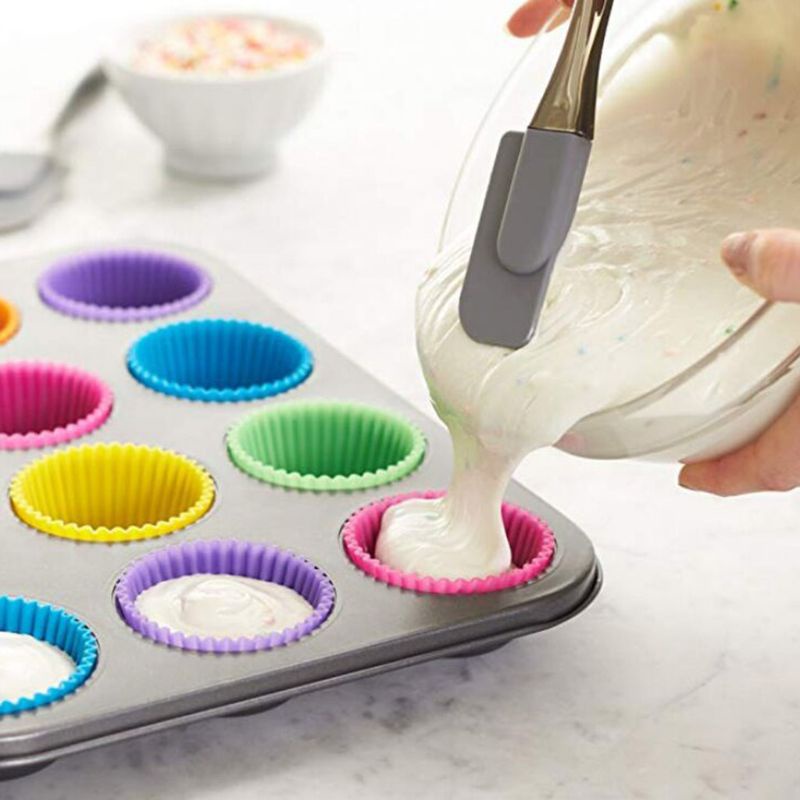 Set 12 khuôn silicone làm bánh cupcake tiện lợi