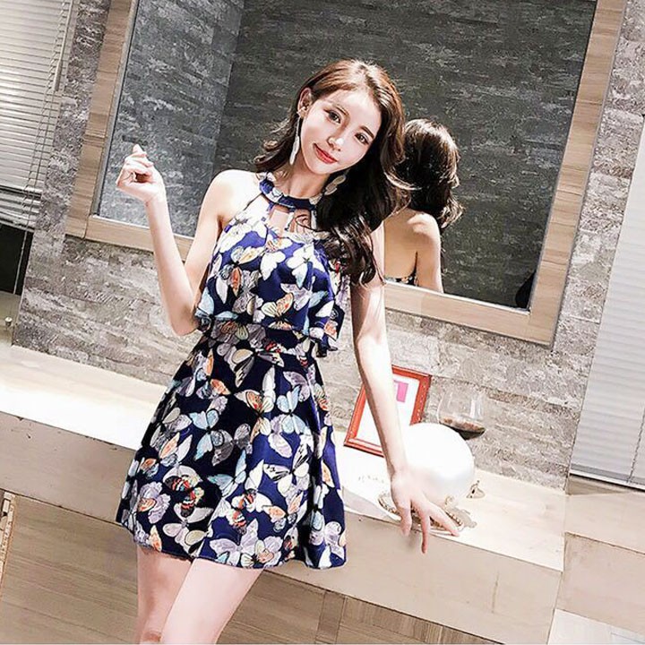 Đồ bơi nữ dạng váy một mảnh họa tiết bươm bướm (màu xanh) 💖 | BigBuy360 - bigbuy360.vn