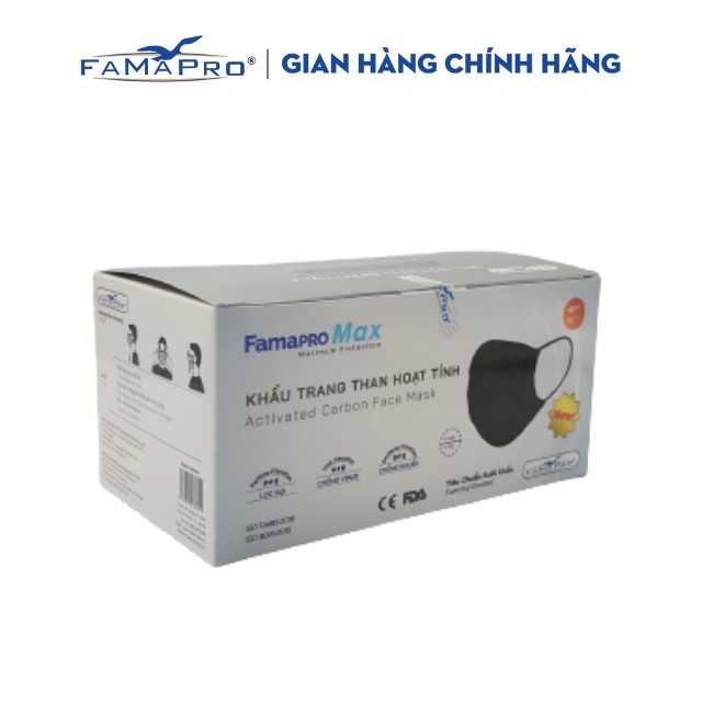 [HỘP-40 CÁI-MÀU ĐEN-THAN HOẠT TÍNH] Khẩu trang y tế cao cấp kháng khuẩn 4 lớp Famapro max | BigBuy360 - bigbuy360.vn