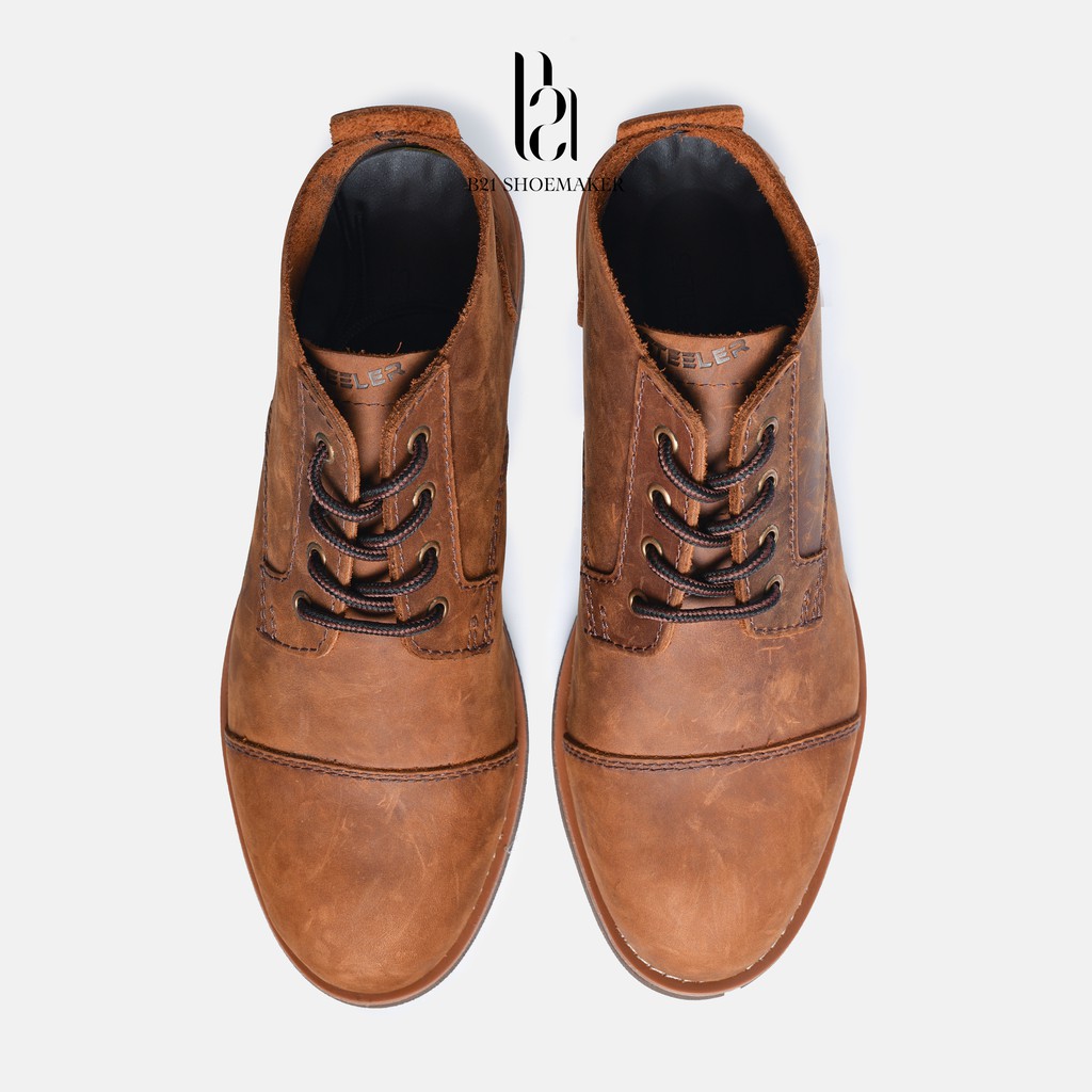 Giày Boot Nam Da Bò Cổ Lững CHUKKA Đế CORK NITRILE Tăng Chiều Cao Phong Cách Vintage Cổ Điển Full Box - B21 Shoemaker