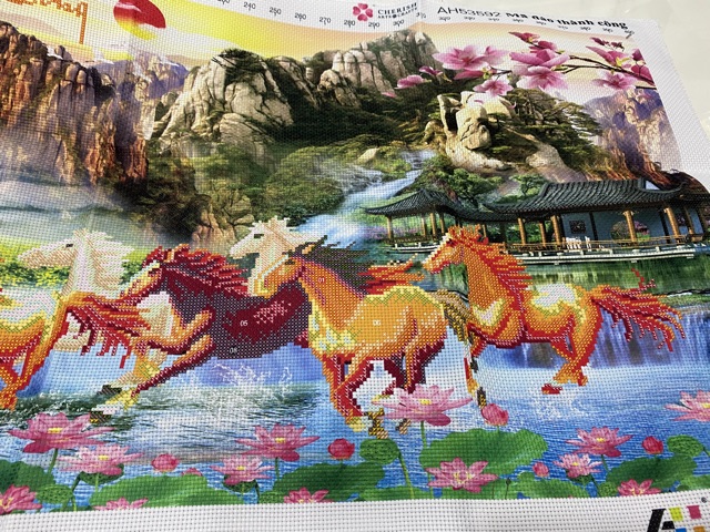 Tranh thêu chữ thập 8 con ngựa mã đáo thành công phong cảnh 5D AIluo AL53592_chưa thêu | BigBuy360 - bigbuy360.vn