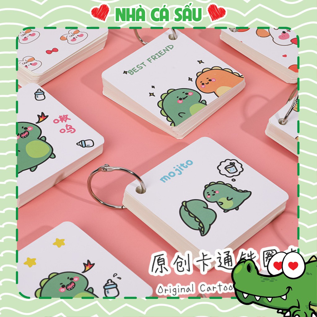 Flashcard Học Từ Vựng Ngọai Ngữ Trung Nhật Anh Hàn Dễ Thương Nhà Cá Sấu