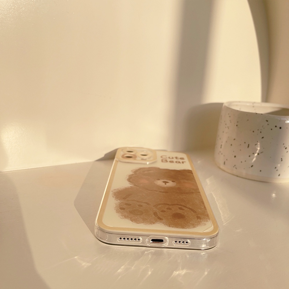 Ốp Điện Thoại TPU Mềm Trong Suốt Họa Tiết Gấu Vui Nhộn Cho iPhone 13 13Pro 12 11Pro Max X XS XR 6 6s 7 8 Plus SE 2020