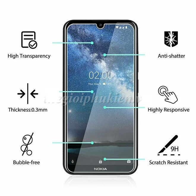 Tấm dán kính cường lực Nokia 7.2 - 2019 hiệu Glass chống vỡ, chống xước màn hình