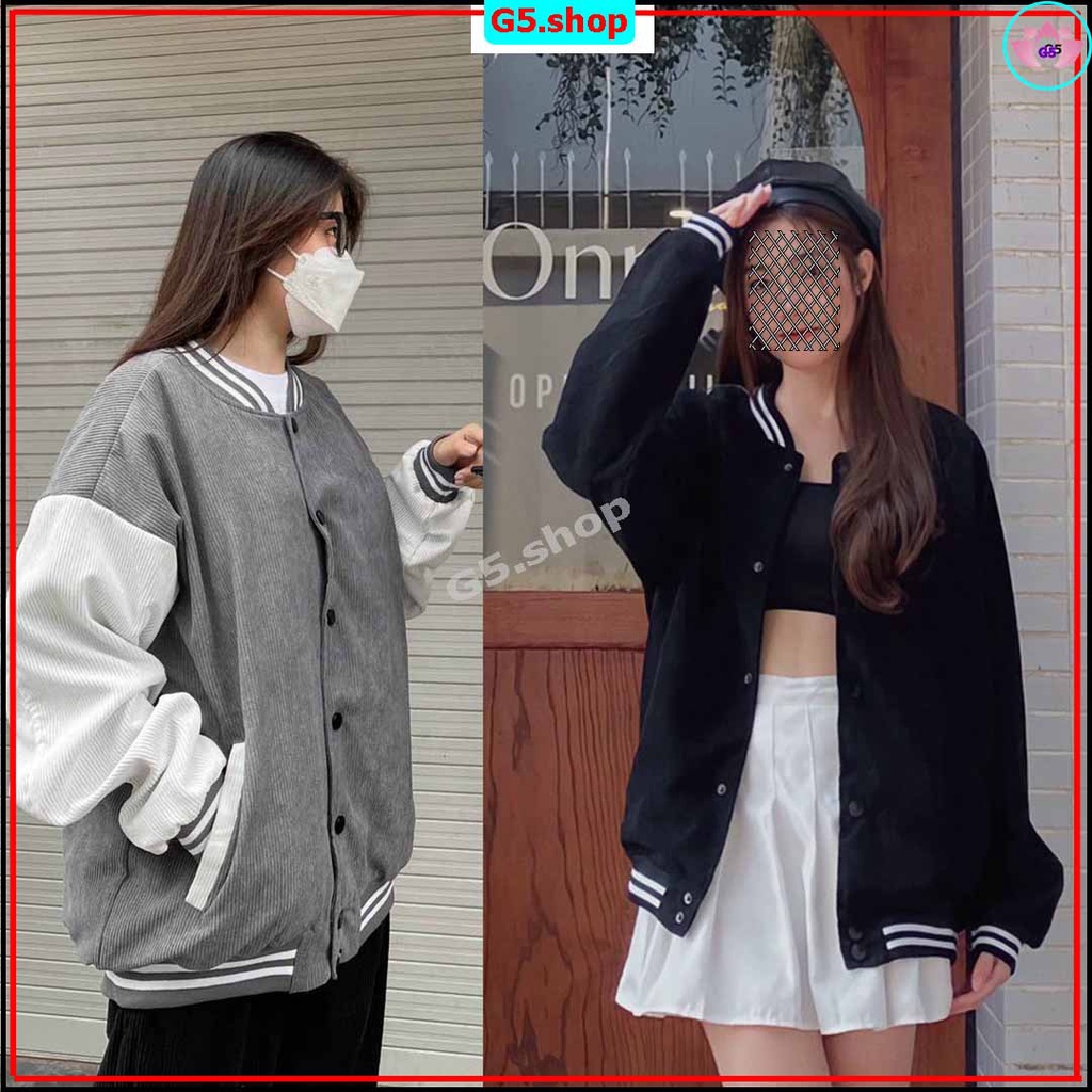 Áo khoác gió nam nữ áo Bomber Chất nhung tăm 3 sọc bo chun tay thể thao khóa nút thời trang nam nữ unisex phong cách