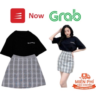 Set chân váy kẻ kèm áo phông 💖FREESHIP💖 Set áo thun nữ mix chân váy kẻ caro AD49 - Anhduong.store