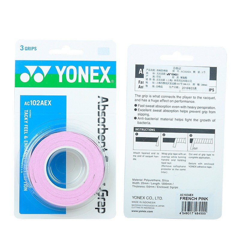 Cuốn cán vợt yonex Ac135ex vỉ 3 cuốn, nhập Indonesia SS0020 SESAN STORE, quấn cán vợt cầu lông, vợt tennis