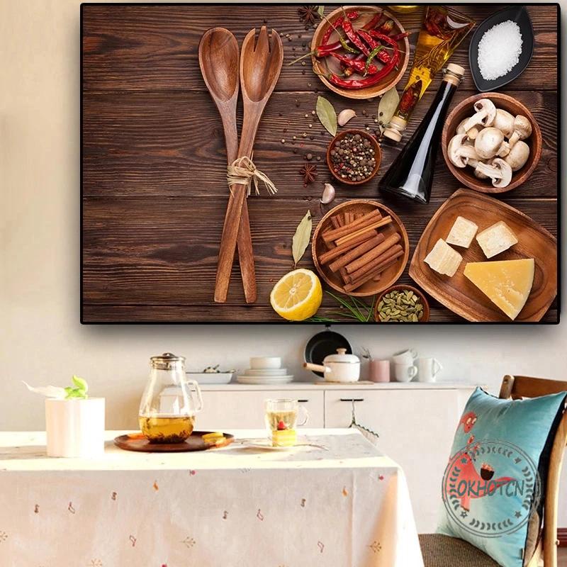 Tranh Vải Bạt Treo Tường In Hình Trái Cây Phong Cách Bắc Âu Trang Trí Nhà Bếp