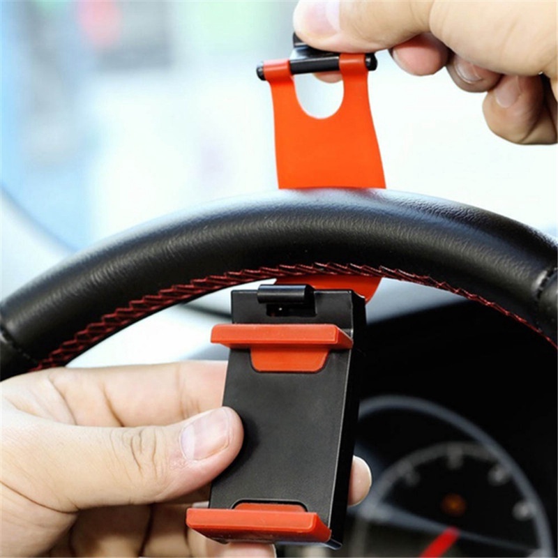 Kẹp Giữ Điện Thoại Gắn Vô Lăng Xe Hơi Thông Dụng Cho Iphone, Xiaomi, Huawei, Vivo, Gps | Vỏ Bọc Vô Lăng Xe Hơi Chất Lượng Cao