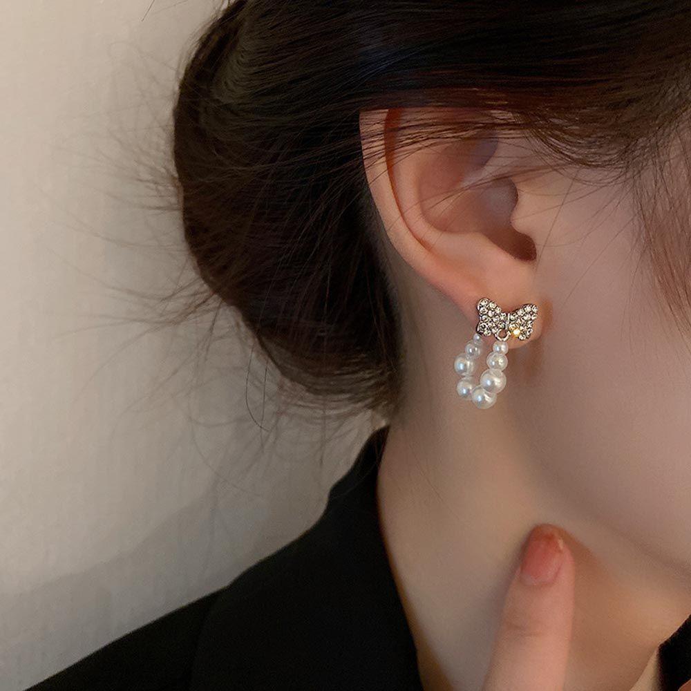 Bông Tai Xỏ Lỗ Đính Nơ Phong Cách Vintage VANES1 Dành Cho Nữ