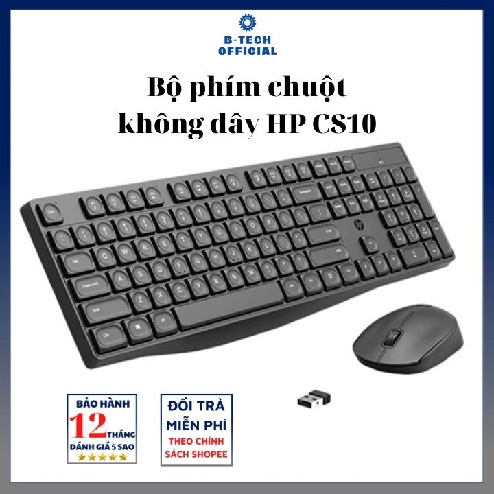 Bộ phím chuột không dây HP CS10 Silent Office - Bảo hành chính hãng 100%