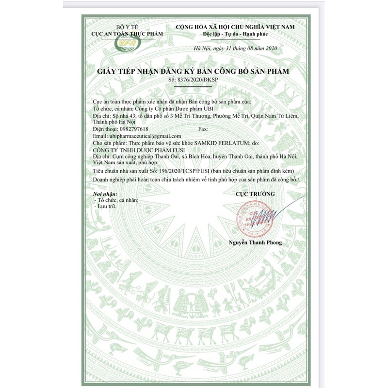 SAMKID Ferlatum - bổ sung sắt và Acid Folic, hỗ trợ nguy cơ thiếu máu do thiếu sắt