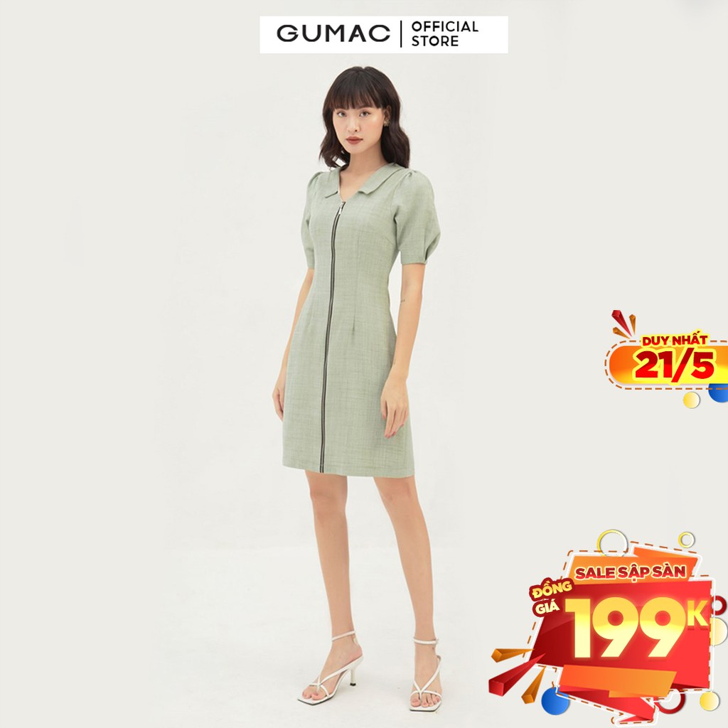 Đầm ôm nữ phối dây kéo GUMAC màu xám, đủ size, sang trọng, thanh lịch DB328