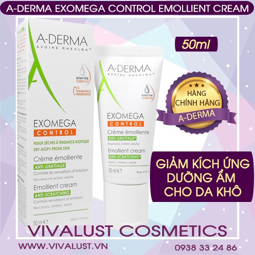 [Chính Hãng] Kem Dưỡng A-DERMA EXOMEGA CONTROL EMOLLIENT CREAM (50ml) - Làm Mềm, Giảm Kích Ứng Cho Da Quá Khô