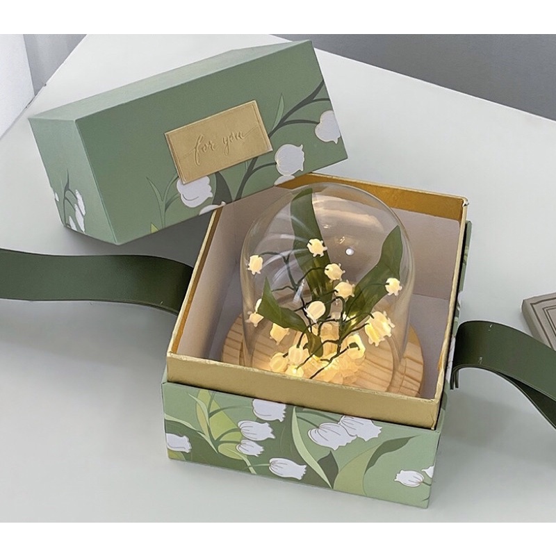 Đèn ngủ, LED ngủ để bàn hình hoa linh lan trong lồng kính decor phòng siêu đỉnh - Quà tặng sinh nhật ý nghĩa