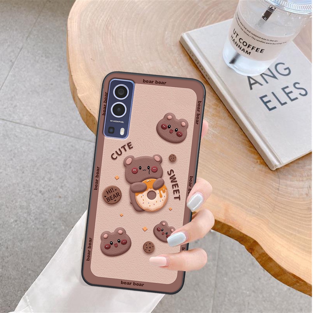 Ốp lưng Vivo Y72 5G in hình Gấu nâu - hồng, Gấu Be@rick  cực CUTE, DỄ THƯƠNG