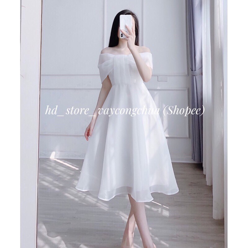 [ẢNH THẬT] V221 VÁY ĐẦM TRẮNG XOÈ DỰ TIỆC, DẠ HỘI KỶ YẾU PROM, VÁY CÔNG CHÚA TIỂU THƯ TRỄ VAI, ĐẦM THIẾT KẾ DỰ TIỆC CƯỚI | BigBuy360 - bigbuy360.vn