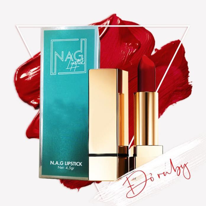 Son lì N.A.G Lipstick đỏ cam/đỏ Ruby - Thành phần thiên nhiên Cho đôi môi mềm mịn, quyến rũ - N.A.G Beauty
