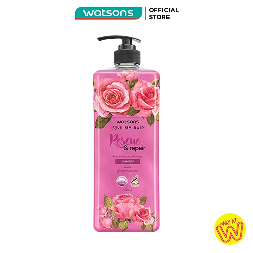Dầu Gội Watsons Love My Hair Rose Water &amp; Evening Primrose Shampoo Suôn Mượt Mà 1000ml
