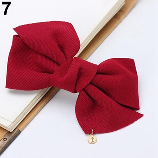 Kẹp tóc hình nơ màu trơn thời trang cho nữ