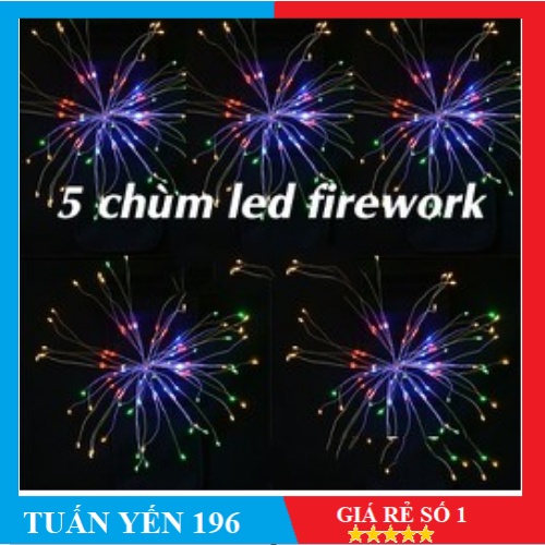 Bộ dây 5 chùm đèn Led pháo hoa firework nhiều màu 3 tầng