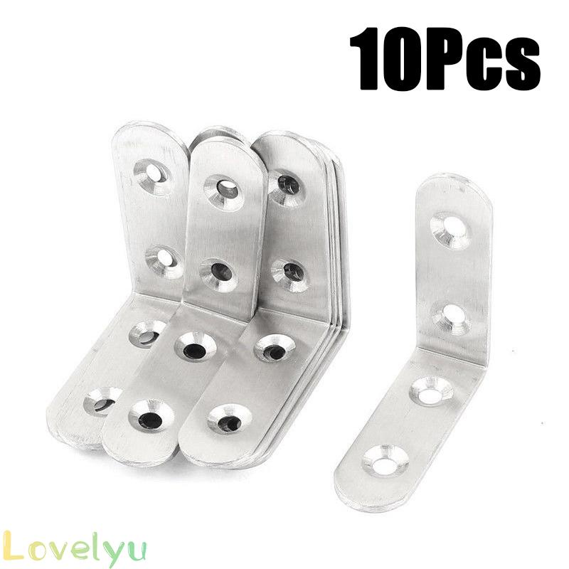 【LOVELYU】10pcs Thickened Stainless Steel Right Angle Bracket Corner Brace Joint Shelf Support L Shape Shelf Supports【Good Quality】