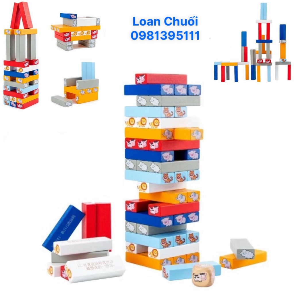 ĐỒ CHƠI RÚT GỖ 54 THANH CỠ LỚN CAO CẤP IN HÌNH NGỘ NGHĨNH - TOYS89