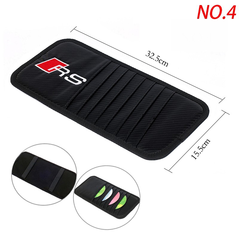 In stock Audi RS Carbon Fiber Car Seat Neck Headrest Safety Belt Pad Cover Shoulder Pad Gap Leak-Proof Slit Plug Sun Visor CD Clip Catcher Box Car Steering Wheel Cover