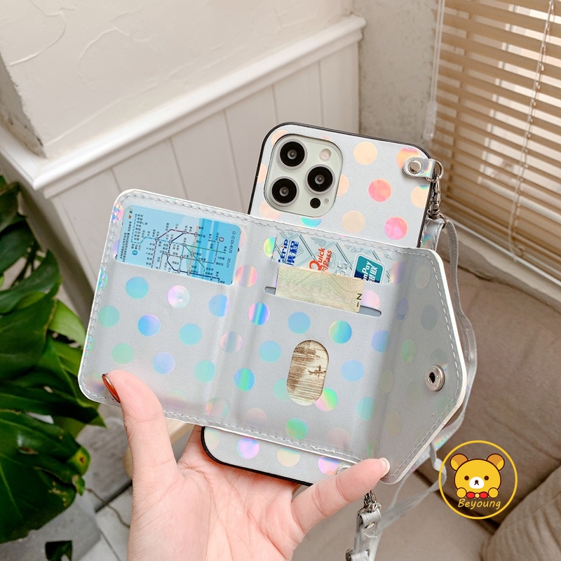 Ốp Điện Thoại Dạng Ví Họa Tiết Chấm Bi Cho OPPO Reno 8 7 6 5 4 3 Pro + 2F 2Z 2 Z 10x zoom A97 A57 A95 A96 A73 A53 5G A16