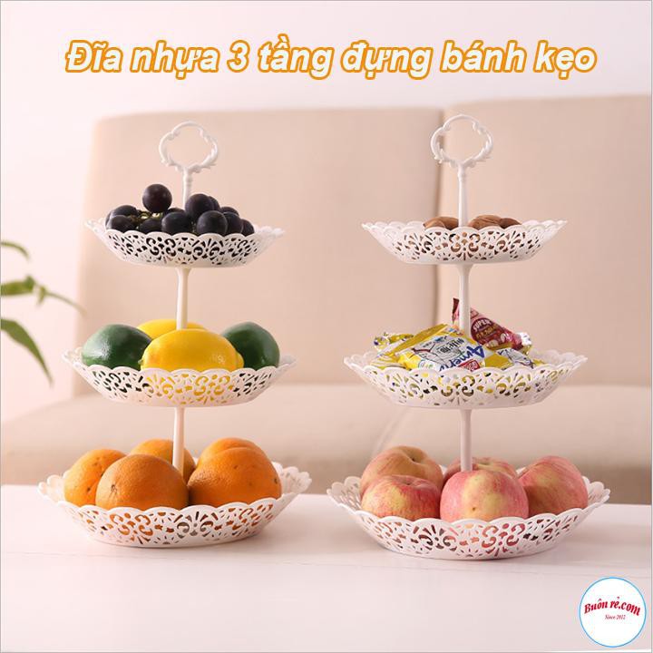 Đĩa 3 Tầng Nhựa Đựng Bánh Kẹo Sang trọng 00716