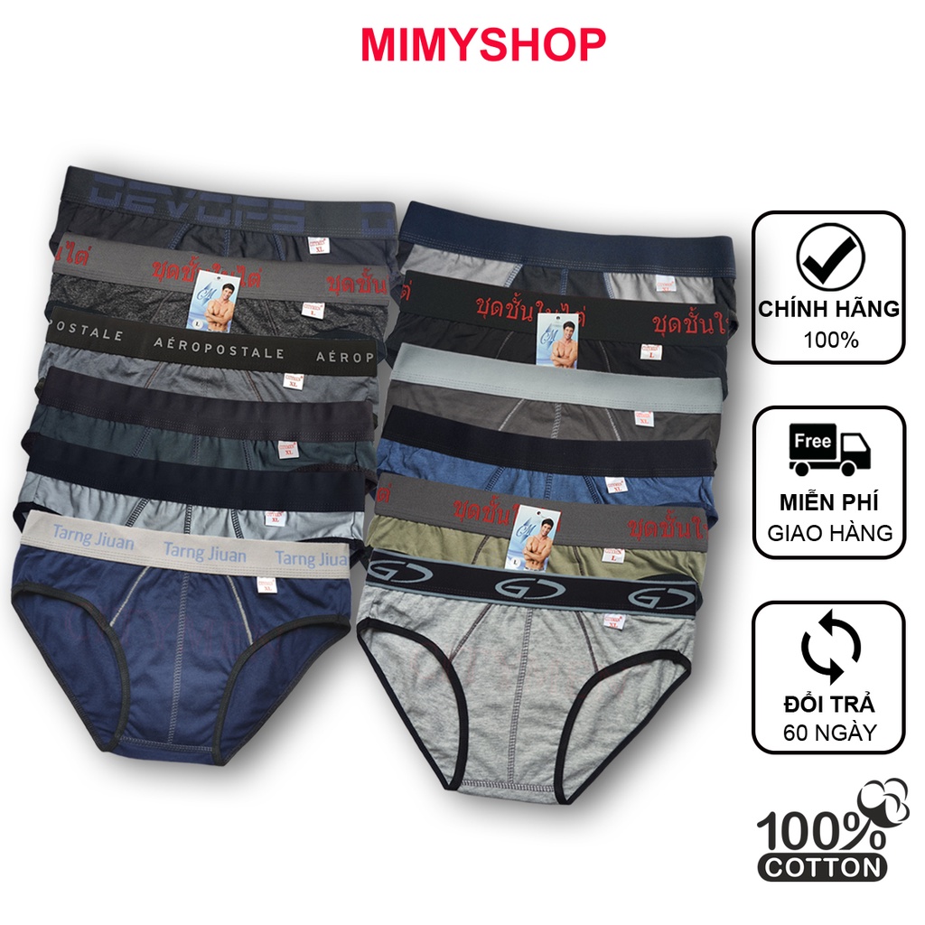 Combo 12 quần lót của nam nhiều lưng cao cấp vải cotton 100% co dãn và thấm hút tốt đồ lót sịp tam giác quần xì