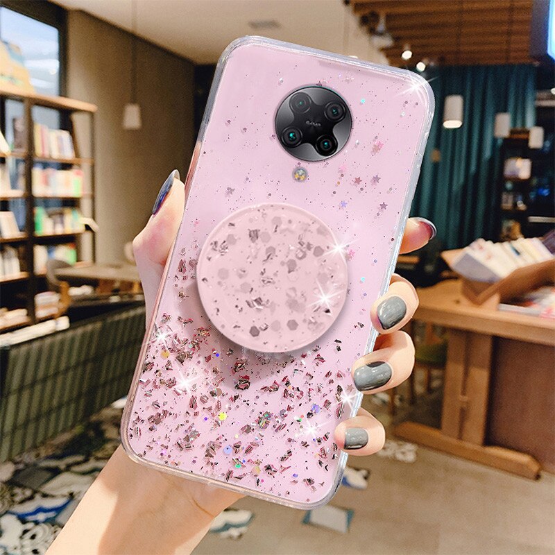 Ốp Lưng Kim Tuyến Có Nhẫn Móc Nạm Đá Cho Điện Thoại xiaomi redmi k30 pro k20 x10 4g 5g 9 9a 9c Giá Đỡ