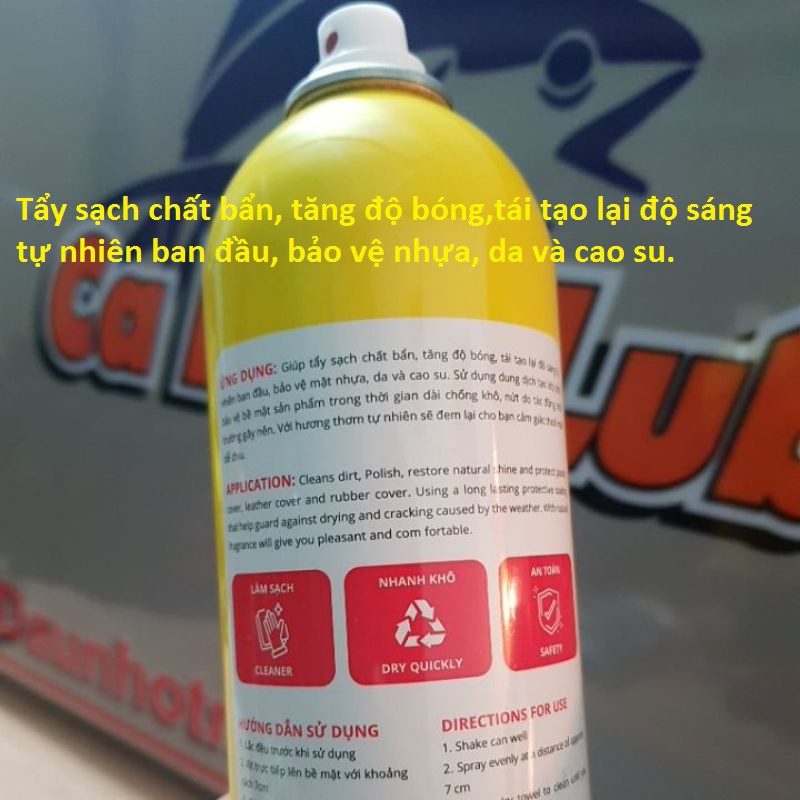 [DauNhot-PhuGia]Xịt bóng lốp xe BZ 600ml, phục hồi nhựa nhám BZ