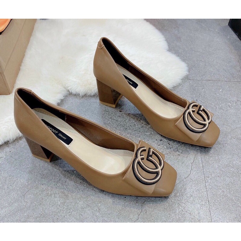 Giày gót vuông khoá CG 5cm da siêu mềm hàng loại 1- Thu Trang Shoes