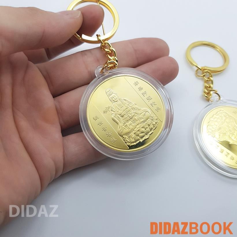 Móc Treo Chìa Khóa xe máy, ô tô, xe hơi Đồng Xu Quan Thế Âm Bồ Tát, cầu bình an, quà tặng ý nghĩa
