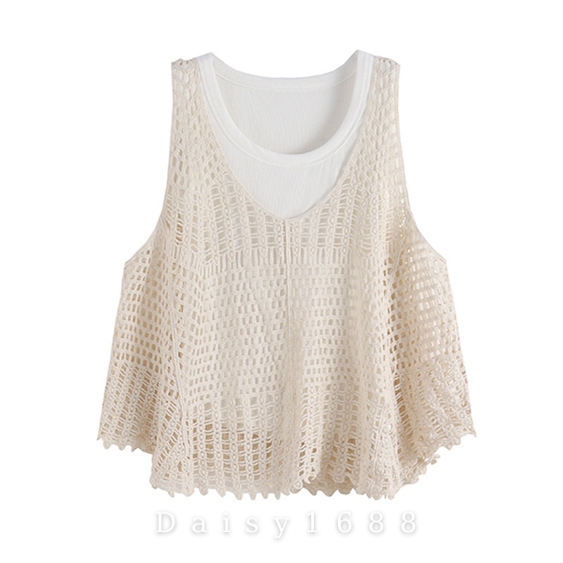 Áo Lưới Dệt Kim Khoét Lỗ phong cách retro, Daisy1688