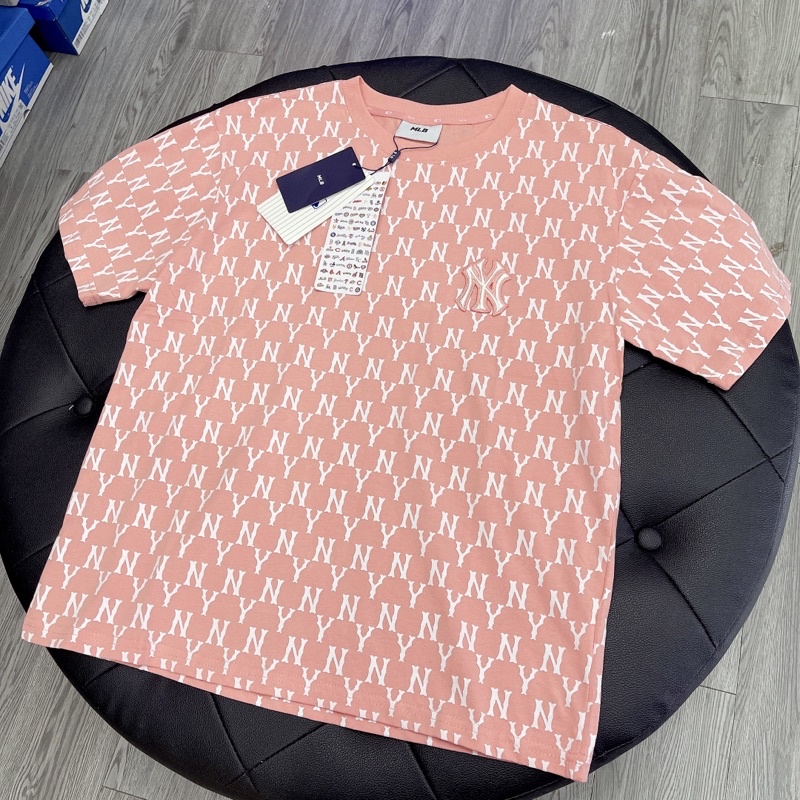 ⚡️[Hight Quality] - Áo Thun MLB Monogram All Over Over Fit Short Sleeve Pink, Áo Tee MLB
