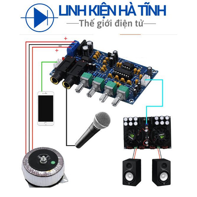 Mạch tạo tiếng vang PT2399 2399 mạch echo karaoke Full phụ kiện