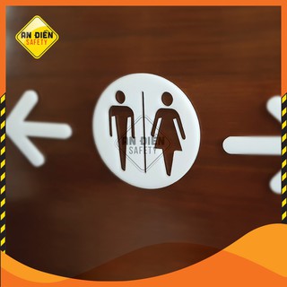Biển báo An Điền Safety - Bộ mica cao cấp gắn phòng vệ sinh Nam Nữ, kèm 2 mũi tên chỉ dẫn