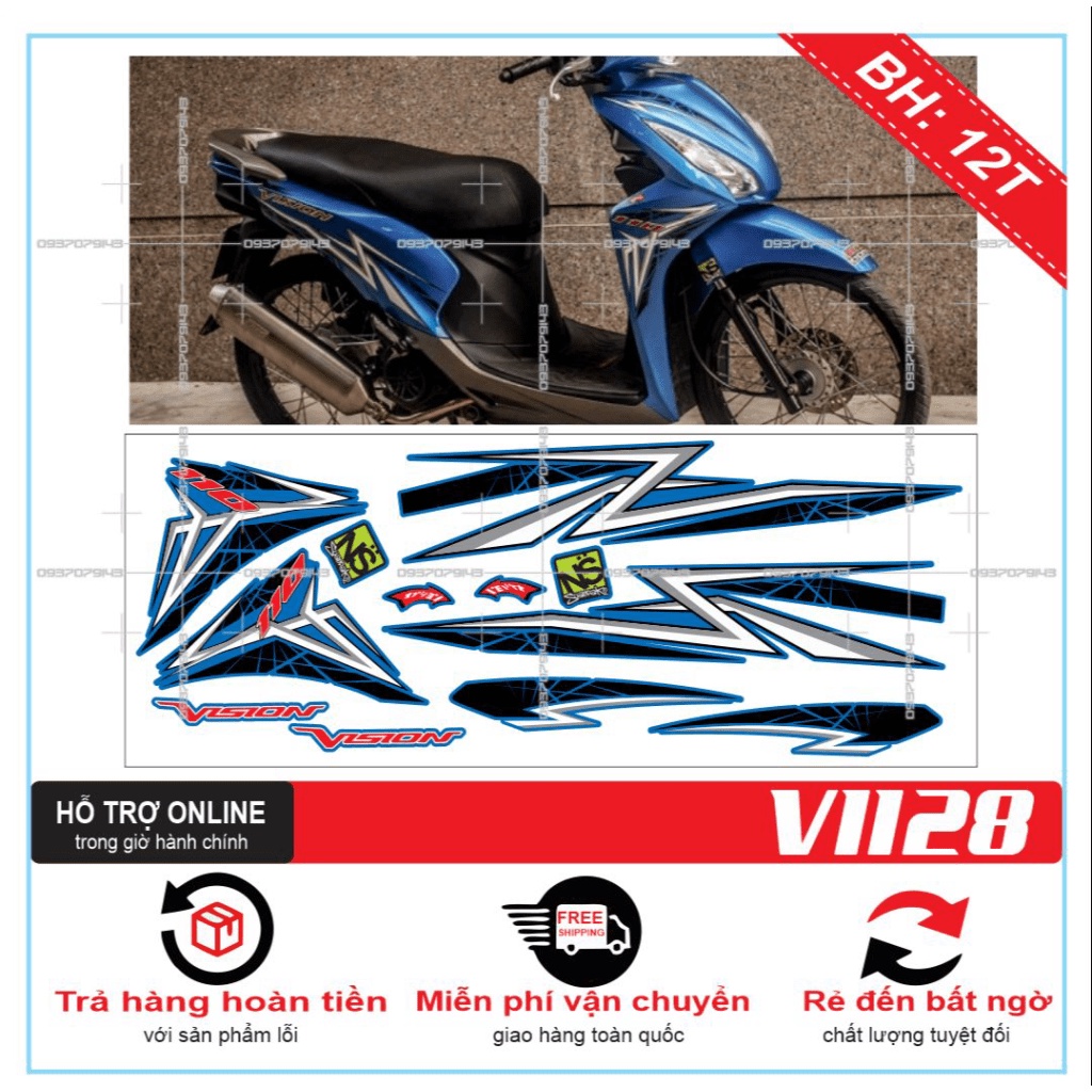 TEM XE VISION 2016 DÁN XE XANH -- SHIN DECAL 2