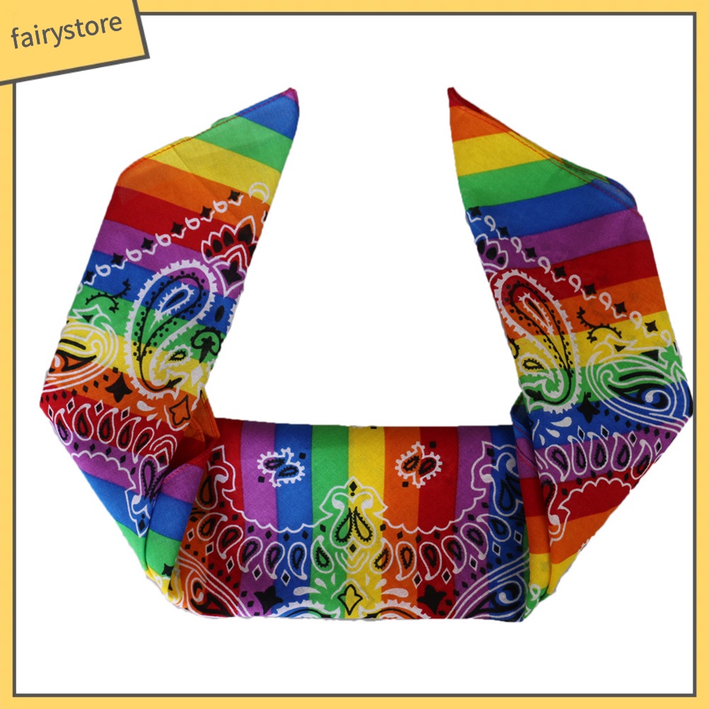 Băng đô kèm khăn quàng họa tiết sọc hoa màu cầu vồng xinh xắn