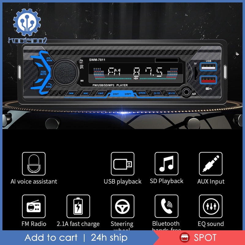 Máy Nghe Nhạc Mp3 12v Kết Nối Bluetooth Cổng Usb Có Điều Khiển Bằng Giọng Nói Cho Xe Hơi Koolsoo2